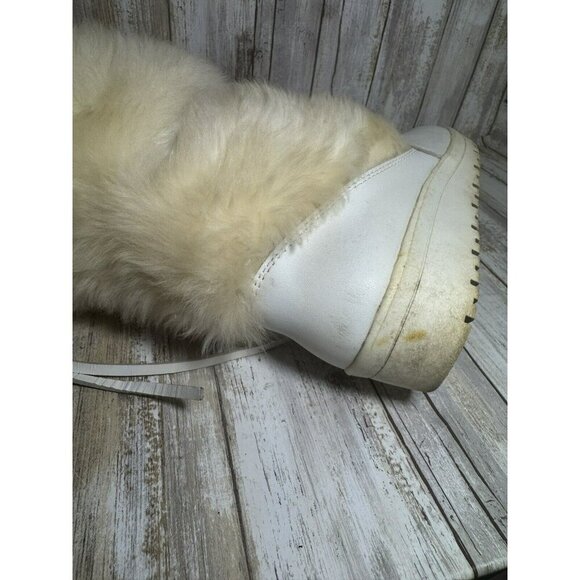Vintage Pfister White Off Faux Fur Knee Boots size 6.5 - Picture 13 of 16